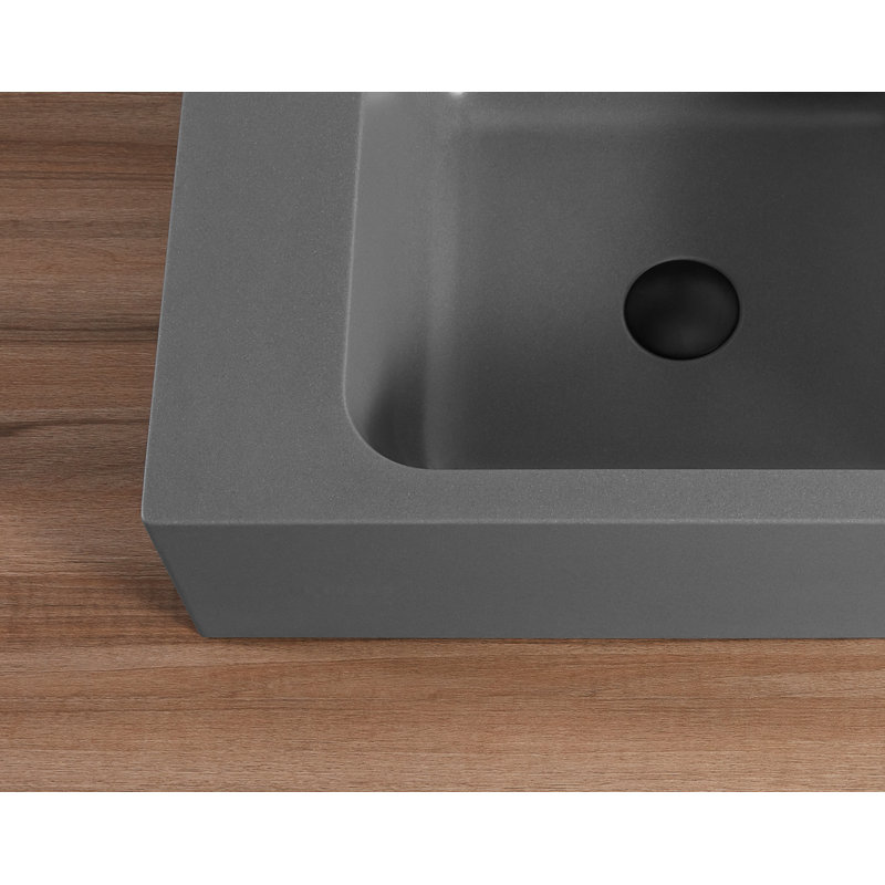 Gray Solid Surface Wall-Mount Rectangular Bathroom Sink
