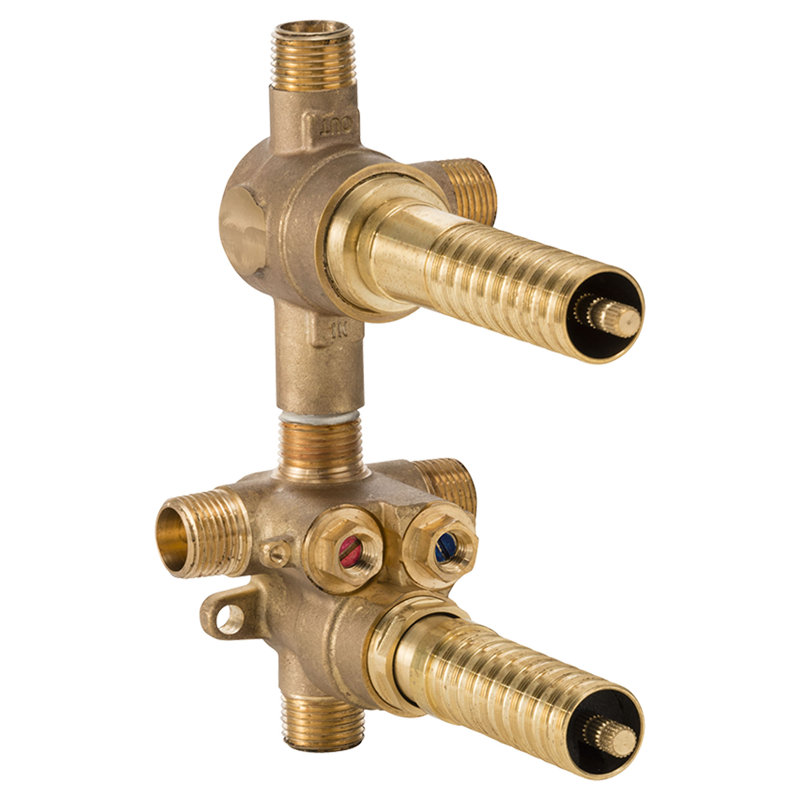 Brass 2-Handle Thermostatic Rough Valve with 2-Way Diverter