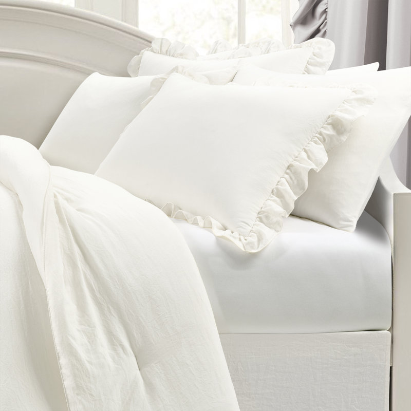 White Polyester Ruffled Twin Daybed Comforter Set