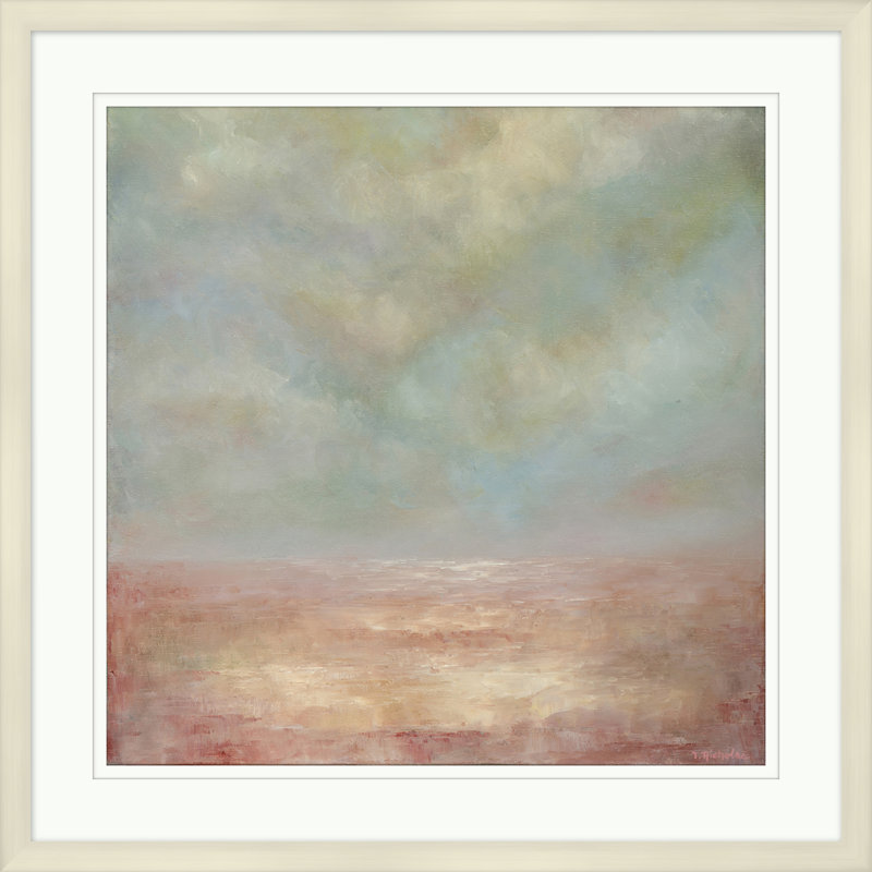 Silver Framed Square Oil Painting of Tropical Coast