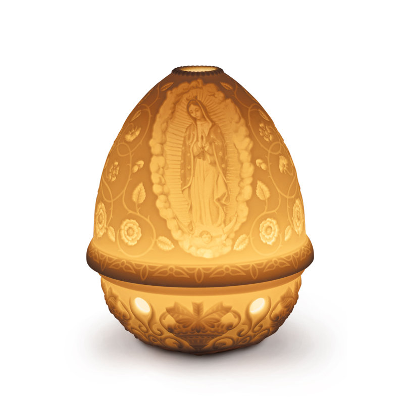 Matte White Ceramic Guadalupe Lithophane Votive Light