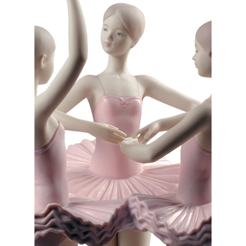 Pastel Pink Crystal Ballet Trio Figurine