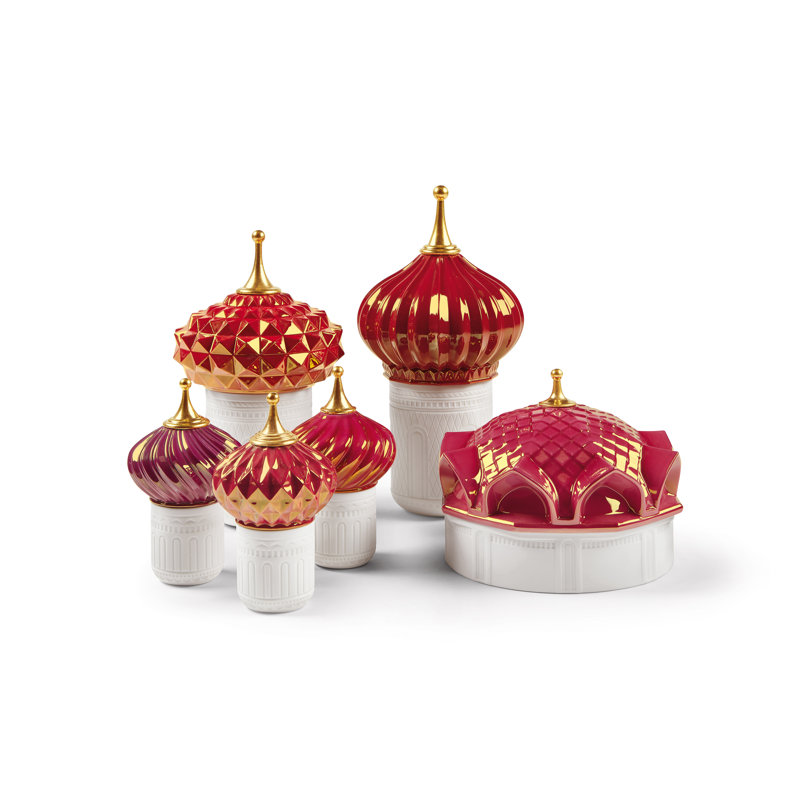 Ruby Red Porcelain Scented Candle with Gilded Lid, 10.2"