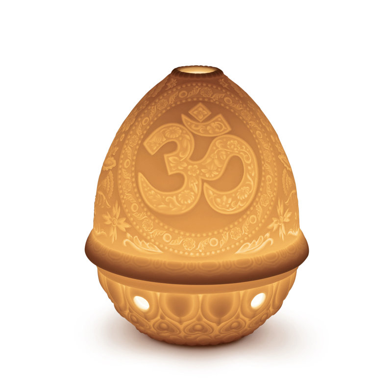Serene Om 4.75" Ceramic Lithophane Votive Light