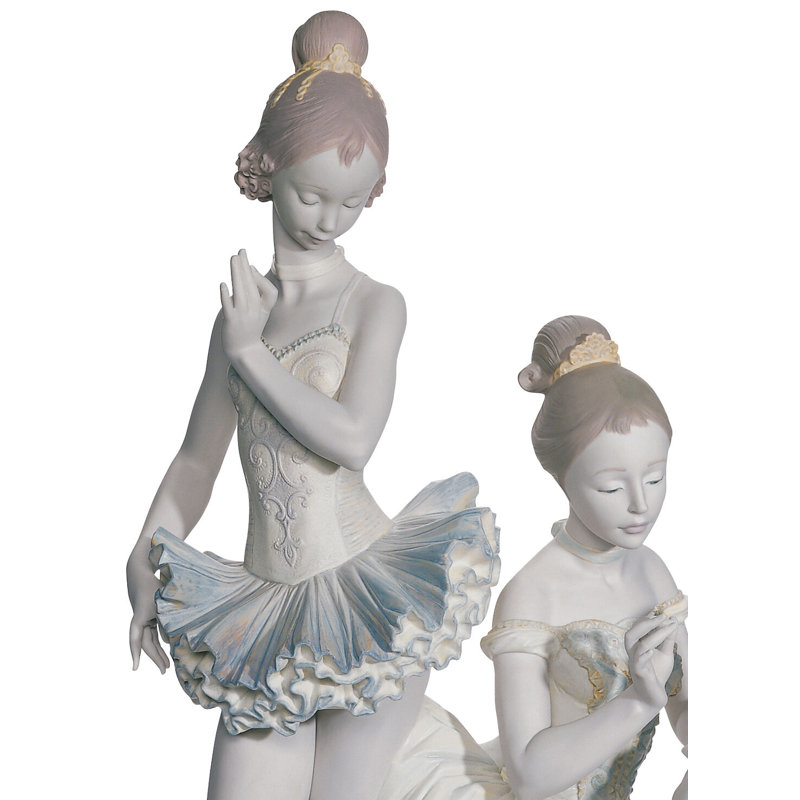 Elegant White Porcelain Ballet Dancers Statue