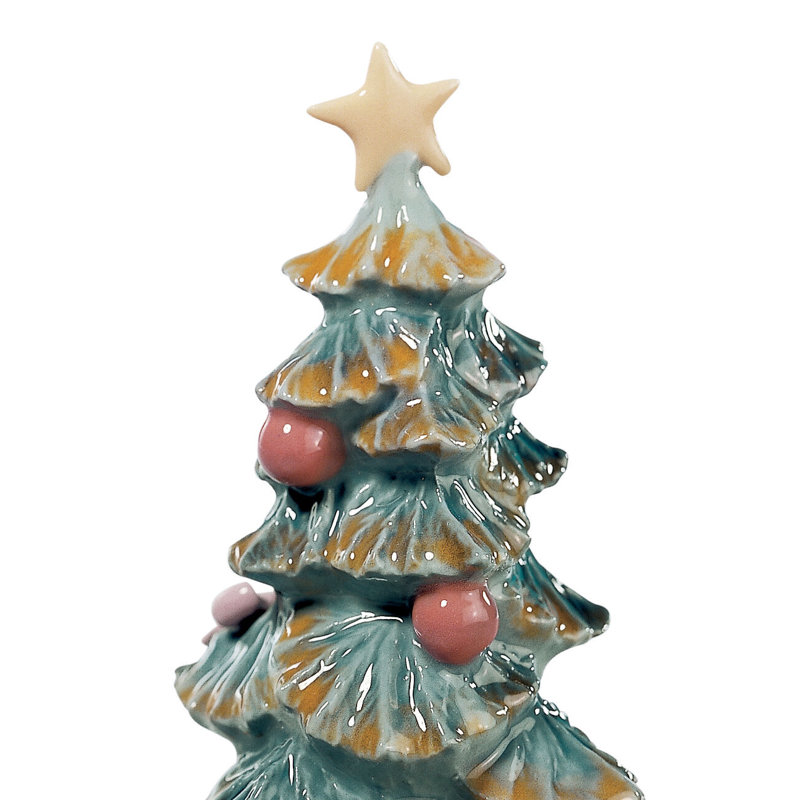 Petite Hand-Painted Porcelain Christmas Tree Figurine
