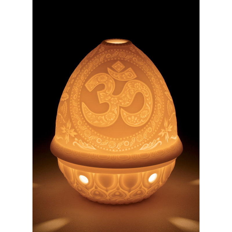 Serene Om 4.75" Ceramic Lithophane Votive Light