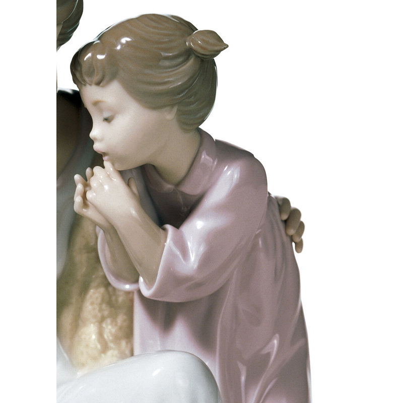 Eloquent Porcelain Family Figurine: Mother, Daughter, and Baby