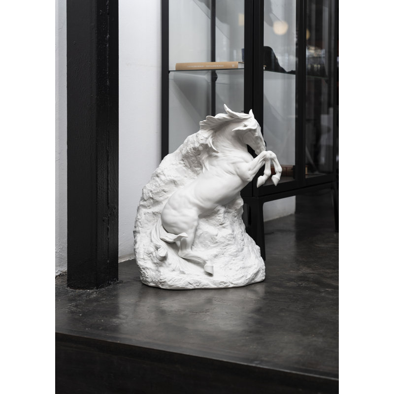 Majestic White Porcelain Horse Figurine Sculpture