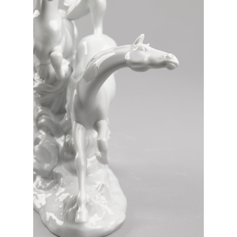 White Porcelain Galloping Horses Figurine