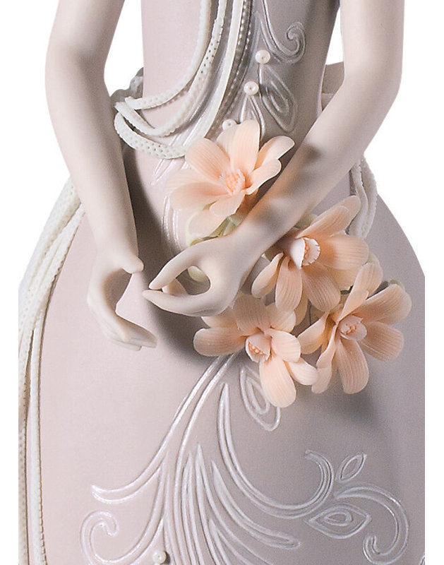 Elegant Porcelain Woman Figurine with Floral Dress