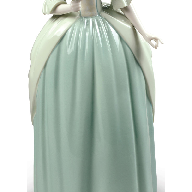Elegant Pastel Porcelain Lady Figurine with Flowers