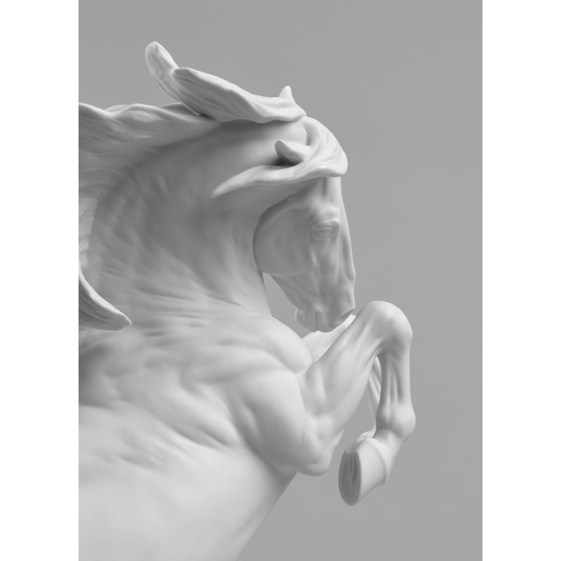Majestic White Porcelain Horse Figurine Sculpture