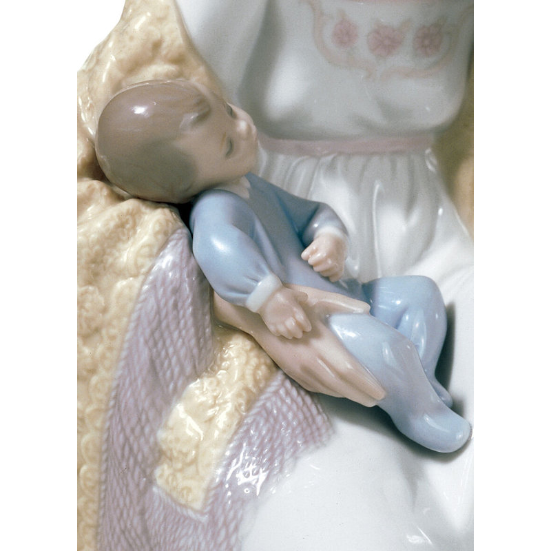 Eloquent Porcelain Family Figurine: Mother, Daughter, and Baby