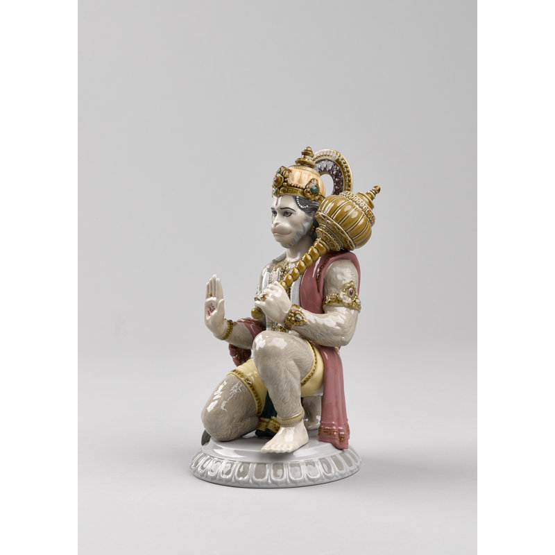 Glazed Porcelain Hanuman Figurine with Enamel Finish