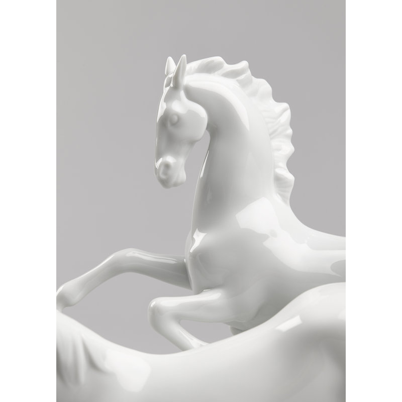 White Porcelain Galloping Horses Figurine