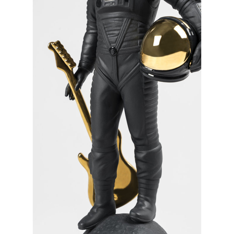 Patriotic Porcelain Black & Gold Moon Figurine by Marco Noguerón
