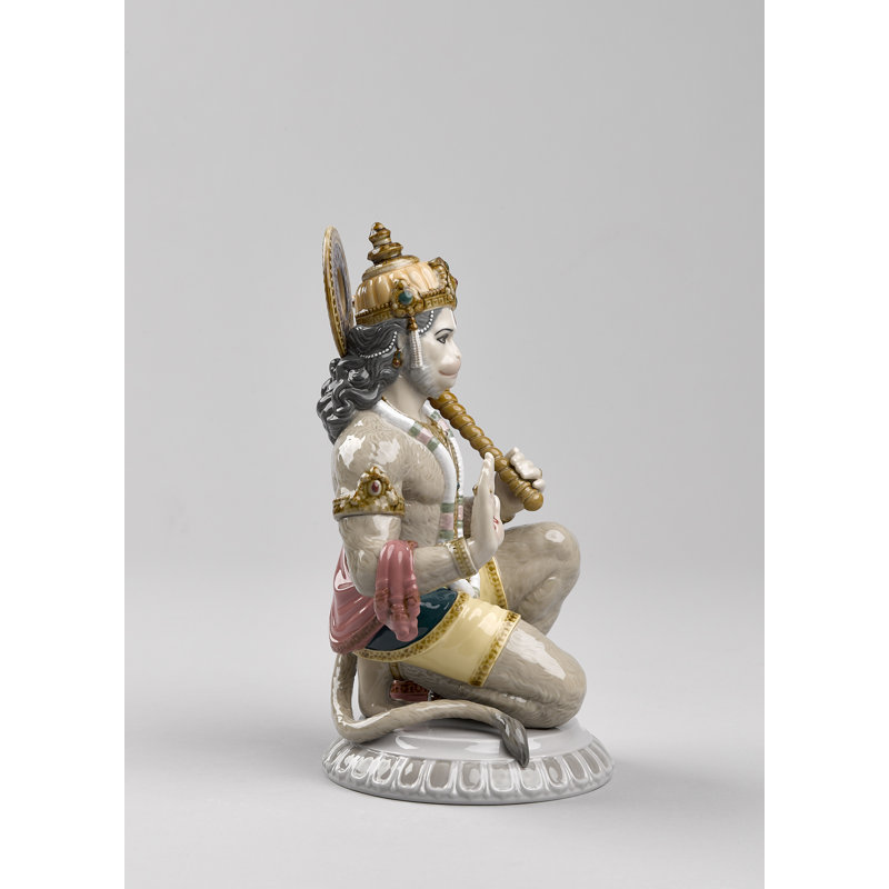 Glazed Porcelain Hanuman Figurine with Enamel Finish