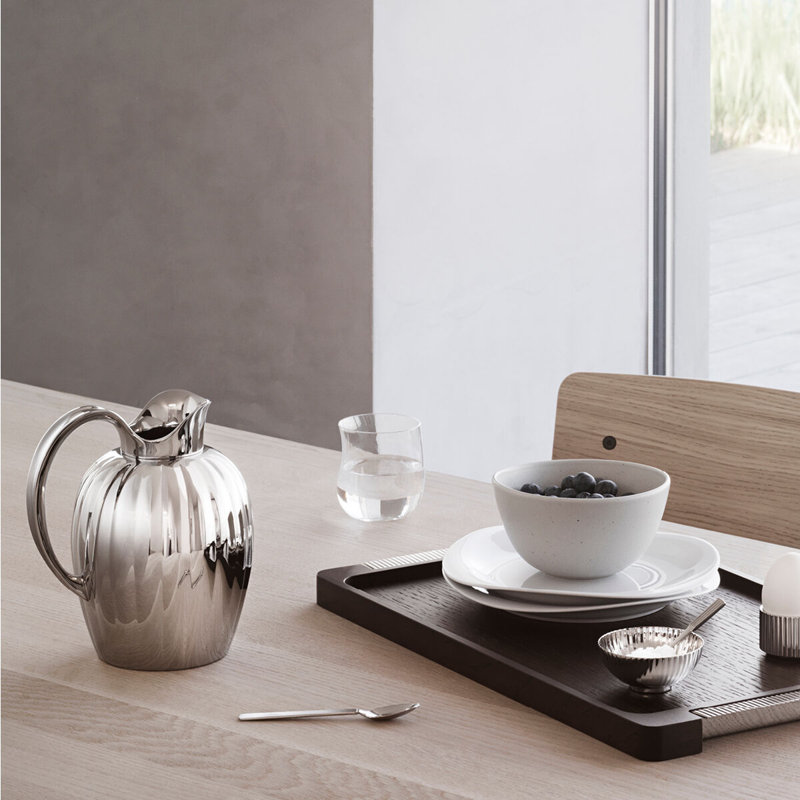 Bernadotte 18" Smoked Oak Tray with Stainless Steel Handles