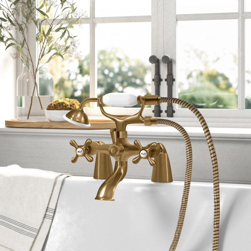 Antique Brass Clawfoot Tub Faucet with Hand Shower