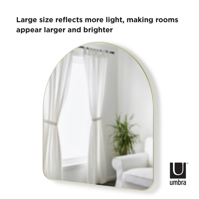 Soft Curves Brass-Finish Arch Nursery Dresser Mirror 34"x36"