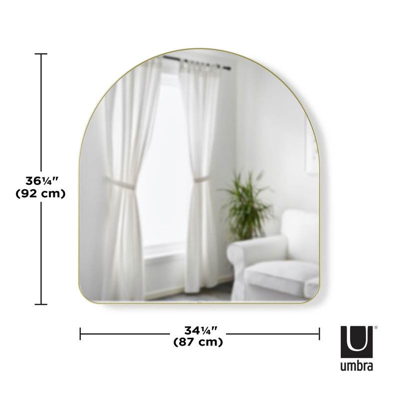 Soft Curves Brass-Finish Arch Nursery Dresser Mirror 34"x36"