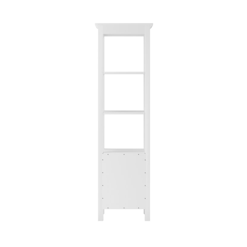 Transitional White Linen Cabinet with Chrome Hardware and Adjustable Shelving