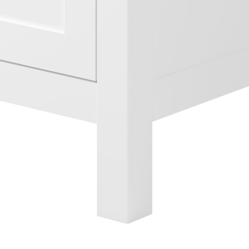 Transitional White Linen Cabinet with Chrome Hardware and Adjustable Shelving