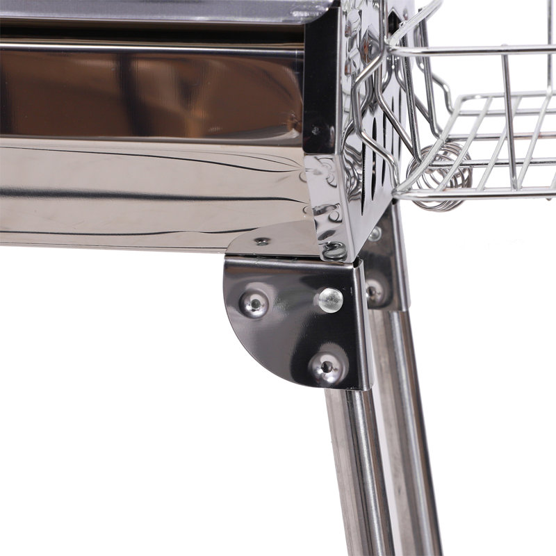 Portable Stainless Steel Charcoal Hibachi Grill with Shelves