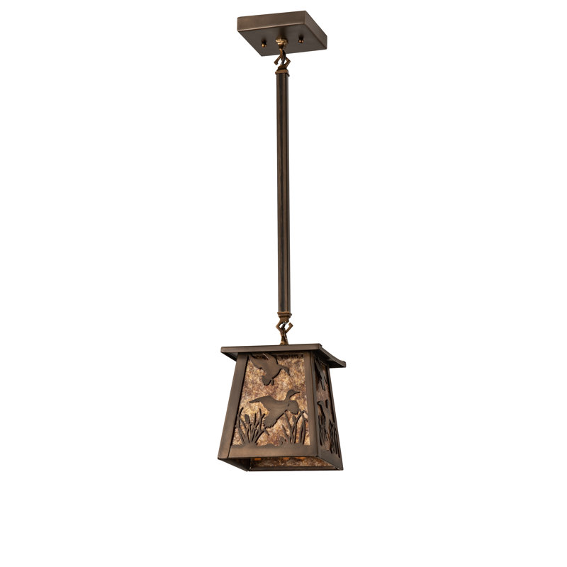 Antique Copper Mini Lantern Pendant with Glass Panels