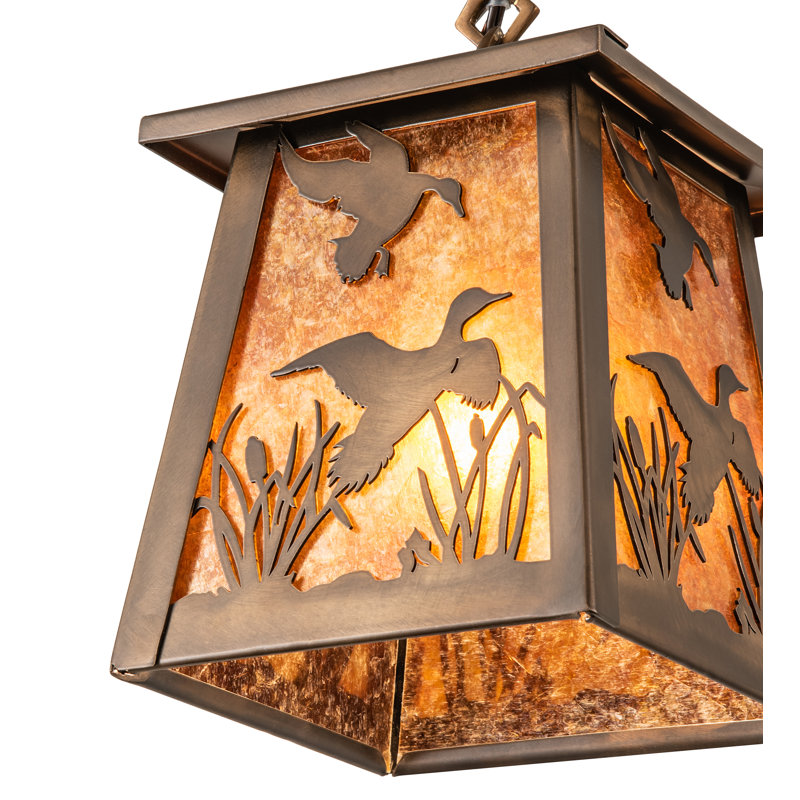 Antique Copper Mini Lantern Pendant with Glass Panels