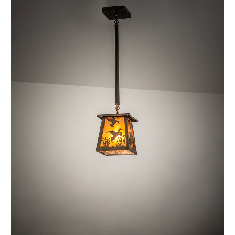 Antique Copper Mini Lantern Pendant with Glass Panels