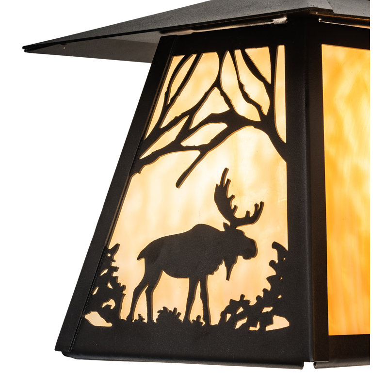 Rustic Black Steel 2-Light Moose at Dawn Outdoor Lantern