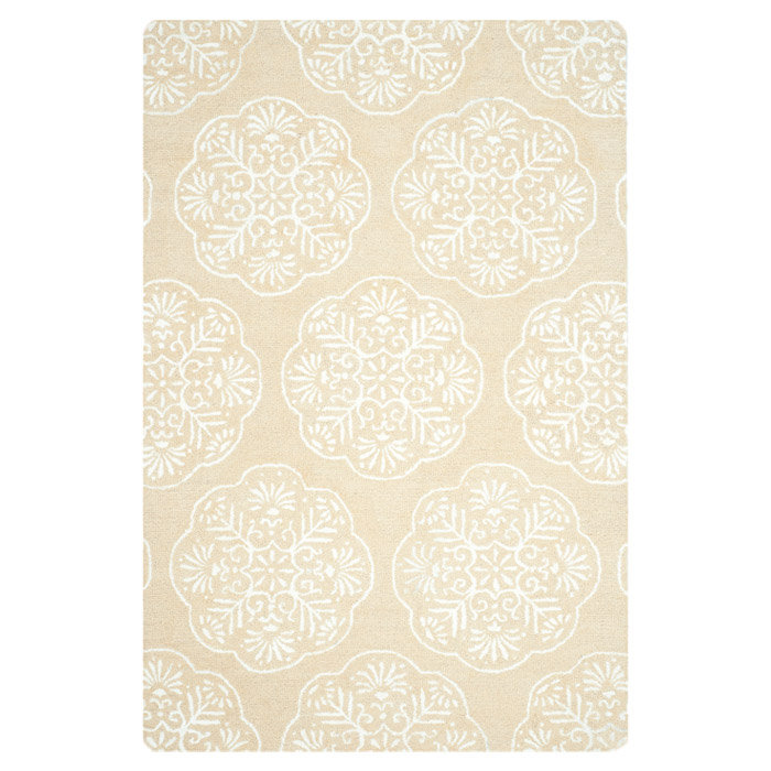 Bella 4' x 6' Beige White Hand-Tufted Wool Rug