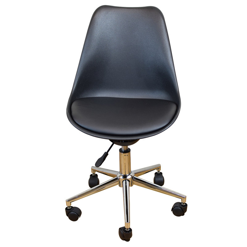 Sleek Black PP & PU Swivel Task Chair with Locking Casters