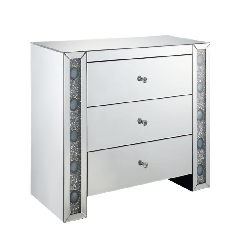 Sonya Mirrored Console Table with Faux Agate Inlay, 36x32"