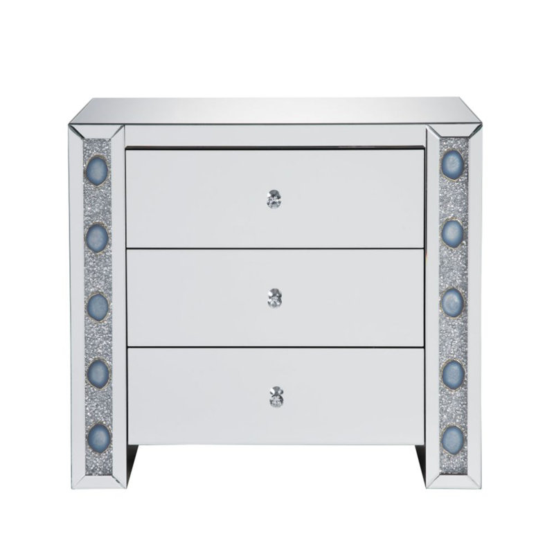 Sonya Mirrored Console Table with Faux Agate Inlay, 36x32"