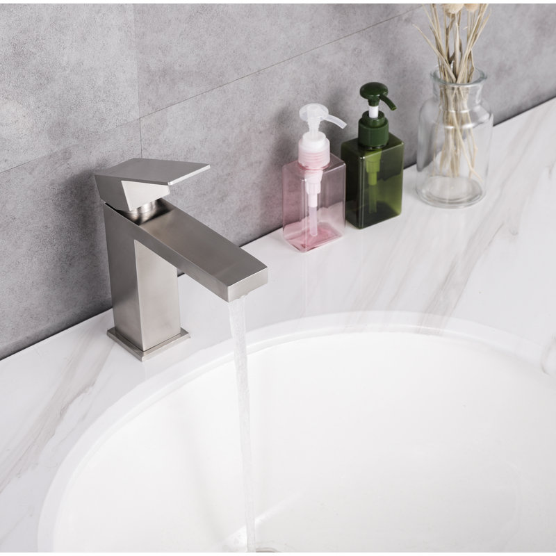 Brushed Nickel Single-Handle Bathroom Faucet with Ceramic Disc