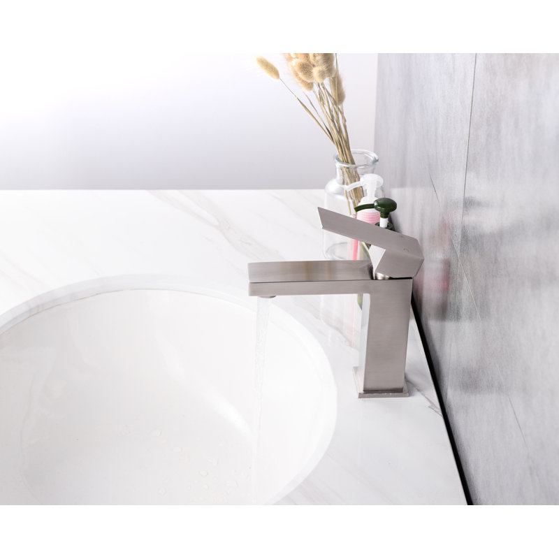 Brushed Nickel Single-Handle Bathroom Faucet with Ceramic Disc