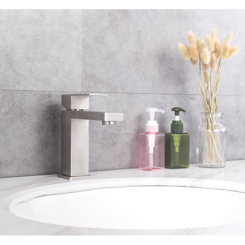Brushed Nickel Single-Handle Bathroom Faucet with Ceramic Disc