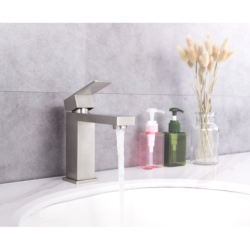 Brushed Nickel Single-Handle Bathroom Faucet with Ceramic Disc