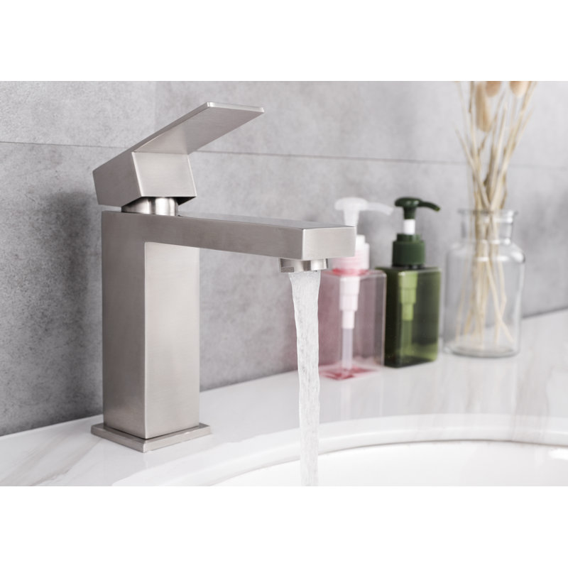 Brushed Nickel Single-Handle Bathroom Faucet with Ceramic Disc