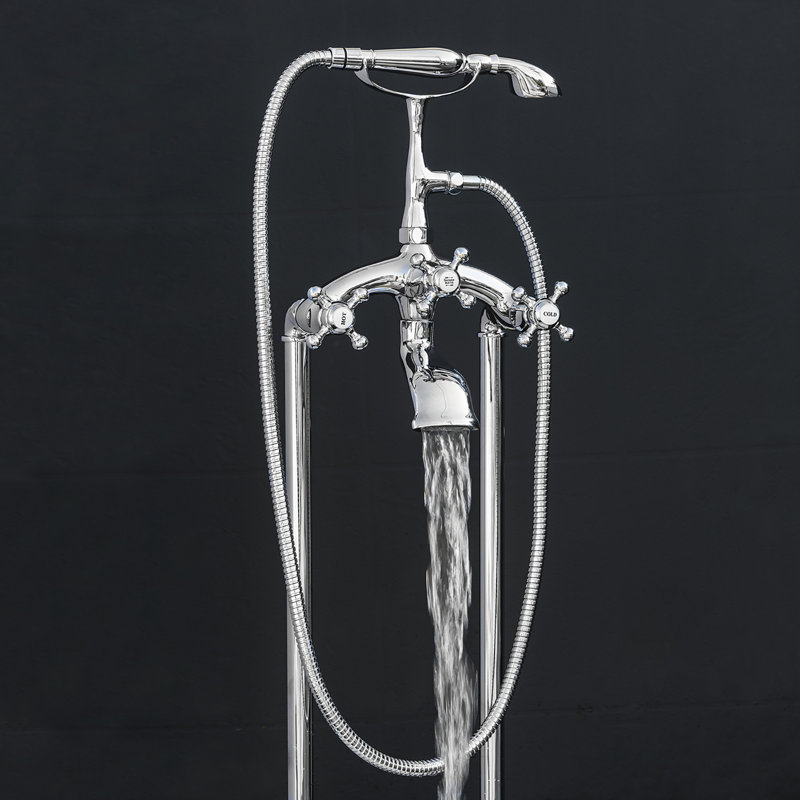60'' Glossy Black Acrylic Clawfoot Freestanding Bathtub with Chrome Faucet