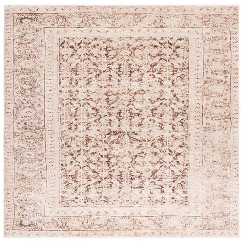 Elegant Gray Synthetic 79" Square Oriental Rug