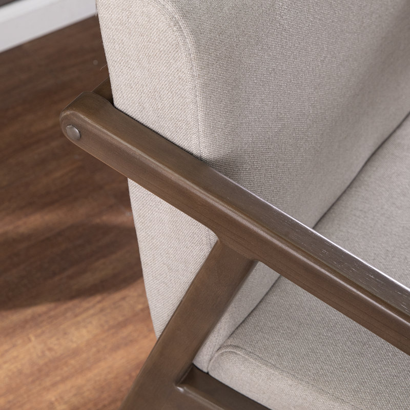 Elegant Cream-Brown Transitional Wood Accent Chair