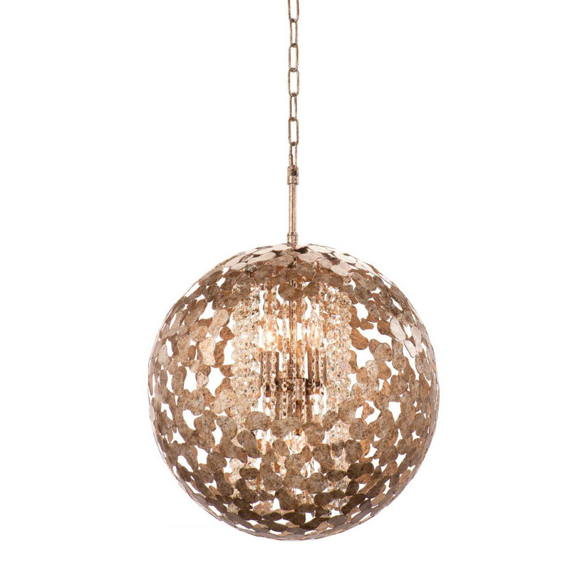 Antique Silver Leaf Crystal Globe Chandelier