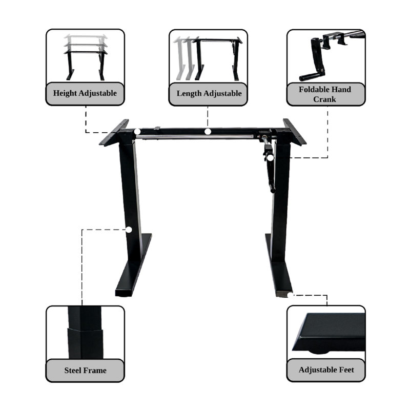 White Adjustable Height Metal Standing Desk