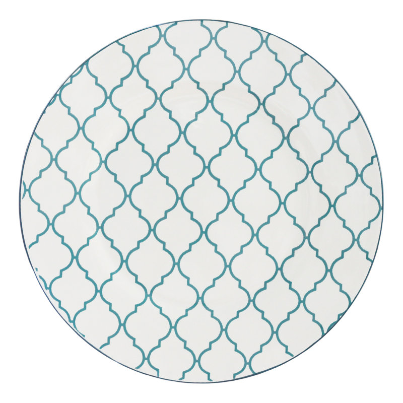 Marcela Floral Turquoise Ceramic Dinnerware Set, Service for 4