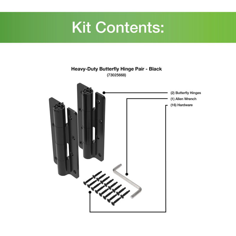 Black Heavy-Duty Self-Closing Butterfly Gate Hinges