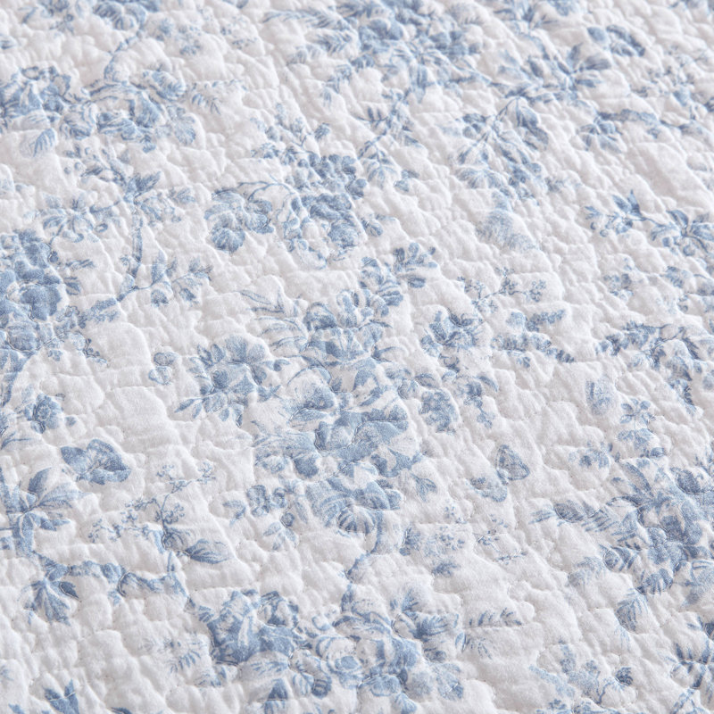 Blue Floral Cotton Reversible Daybed Cover Set
